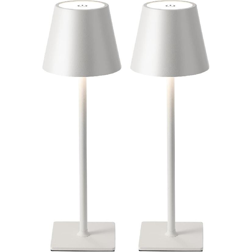 KDG 2 Pack Cordless Black Table Lamps, Rechargeable Portable LED Desk Lamps | 5000mAh Battery Operated 3 Color Stepless Dimming Up for Restaurant,