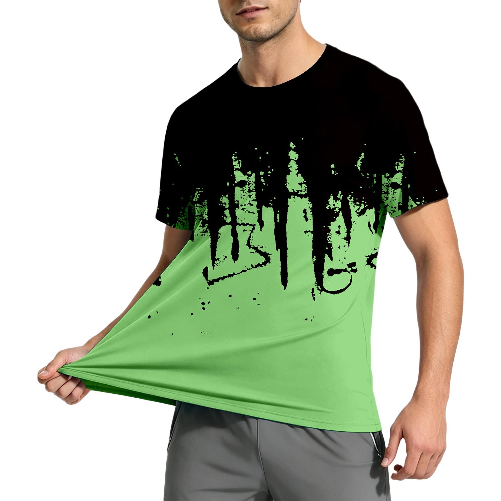 

Men’s Quick Dry Short Sleeve T Shirt for Outdoor Sports Fitness Fishing Lightweight Breathable Top XXL зелёный