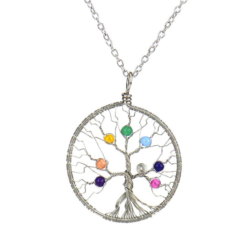 Handmade Winding Silk Tree Of Life Colorful Crystal Beads Tree Of Life Fortune Tree Necklace N41