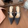 Back Strap Rhinestone Pointed High Heels New Single Shoes Rear Empty Sandals Women