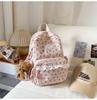 Schoolbag Korean Ins Style Backpack for Girls Junior High School Students, White High-value 1011 New Bow Campus Schoolbag for Women