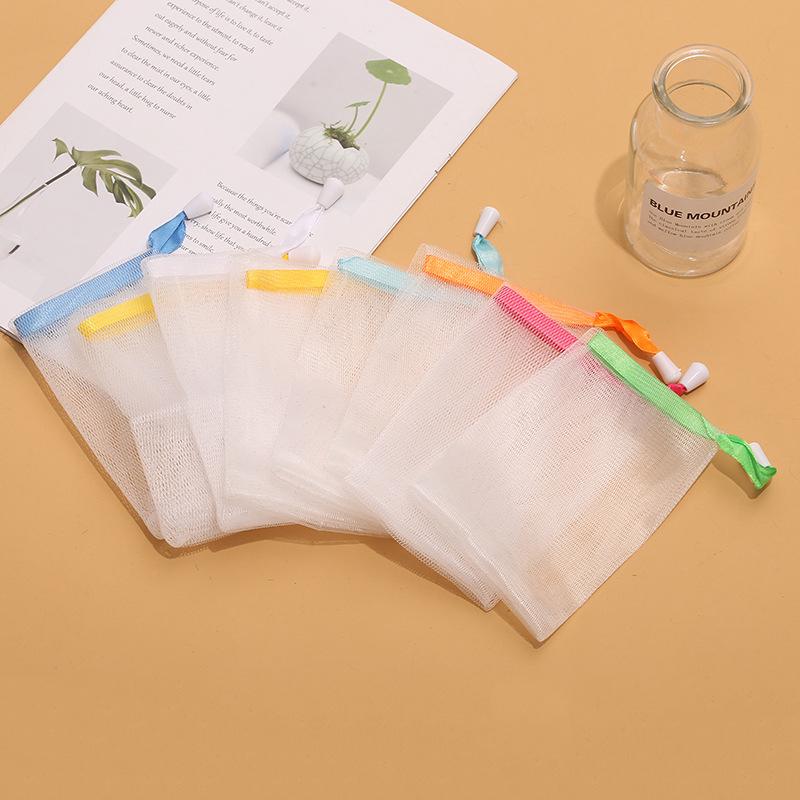 10Pcs Random 9X15Cm Hangable Soap Bags Bath Shower Gel Cleanser Mesh Bags Body Soap Cleanser Bubble Net Bags Cleaning Tools