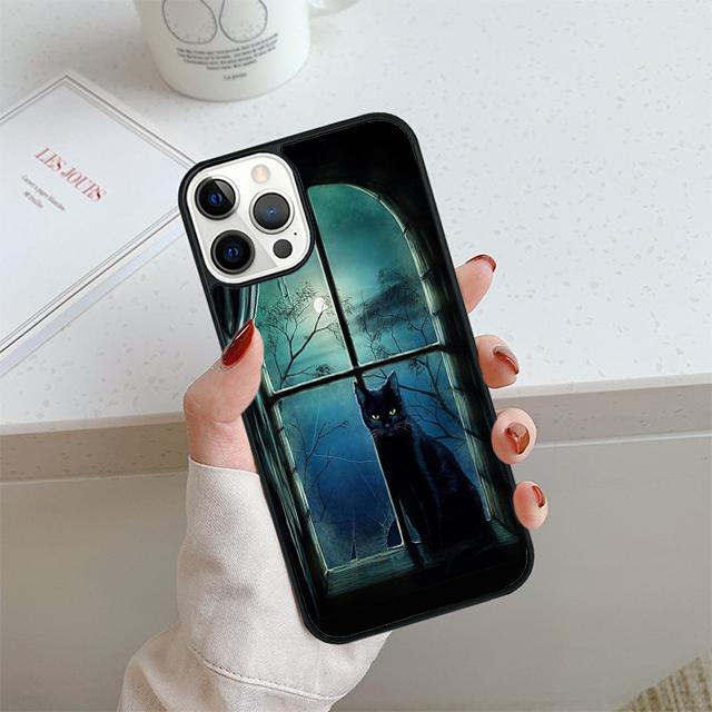 Funda para teléfono con diseño de bruja y gato, colorida y adorable, para iPhone 17 Air 13 12 14 15 16 y Apple 14 15 16 Pro Max Plus.