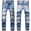 Cross Border Of High Street Jeans Módní pánské oblečení PU Značka Slim Fit Kalhoty s úzkými nohavicemi