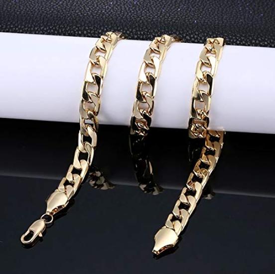 rplanning Gold Necklace with Curb Chain, Simple Design, Accessory for Men and Women