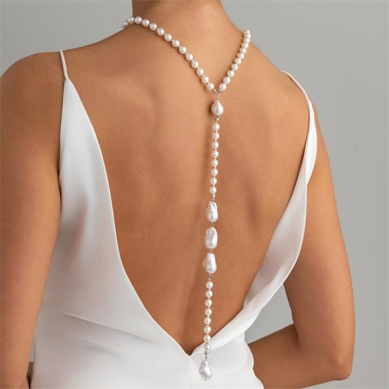 Einzigartiges Barockperlen Halsketten-Accessoire Lange Länge Rückenfreies Outfit Schmuck für Formelle und Lässige Outfits