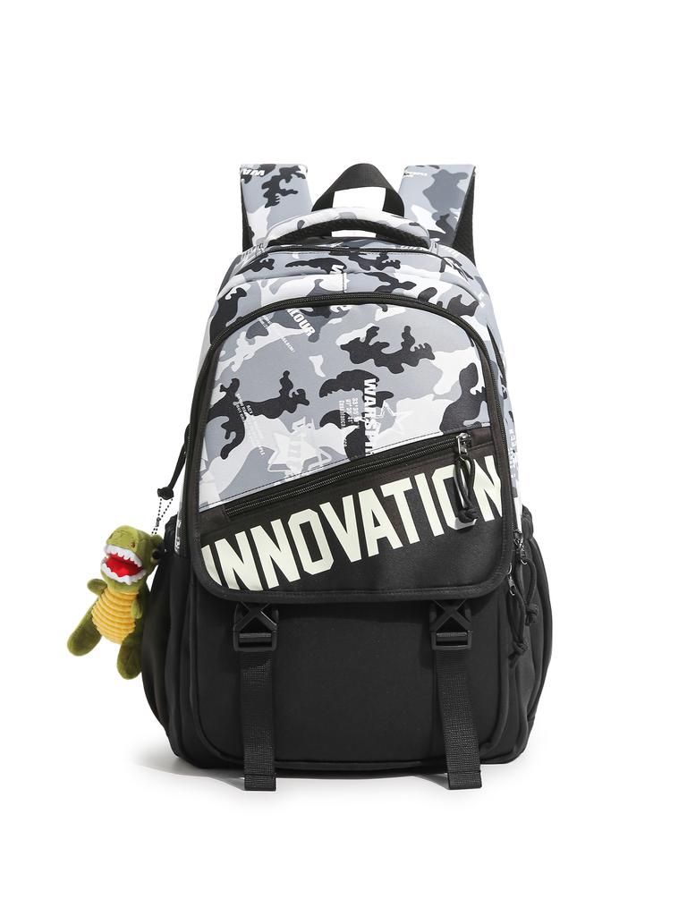 Schoolbag American Trendy Cool Camouflage Splicing Backpack Male College Student Tooling Style Street Travel Leisure Travel Versatile Schoolbag