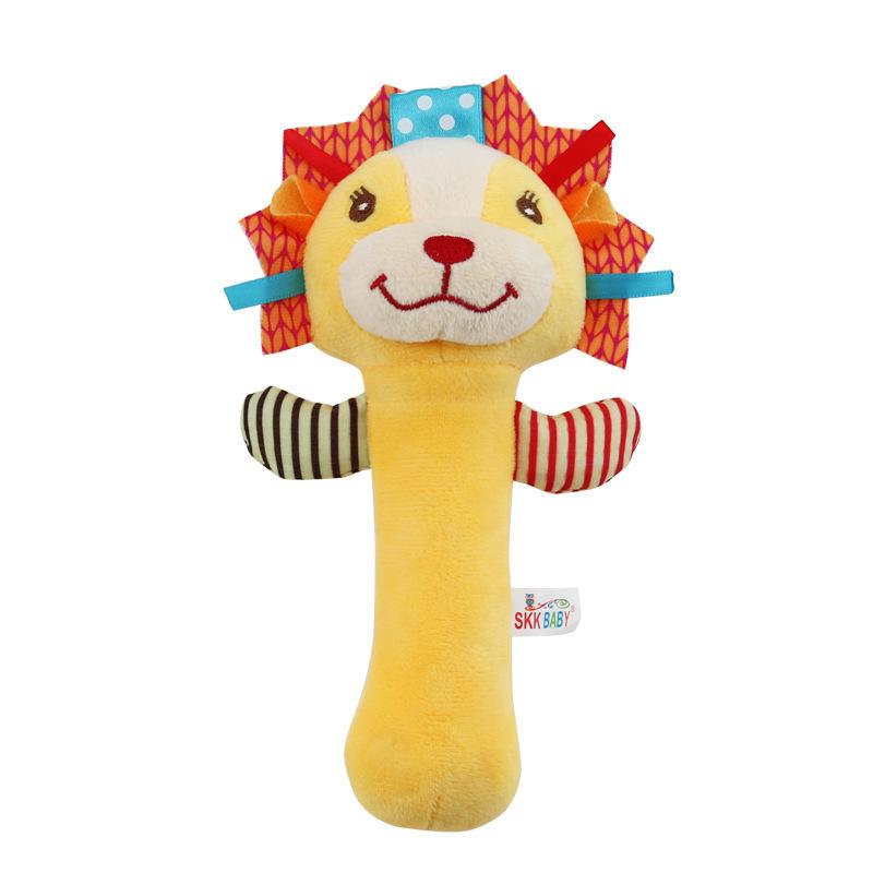 EarthMama Animal Hand Rattle Toy with BB Device - Early Education & Soothing Doll for Infants
