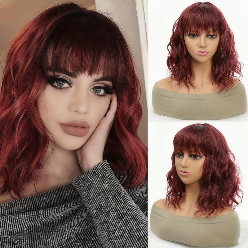 14Inch Pink Wig for Women Short Wavy Pastel Pink Wigs with Lace Shoulder Length Middle Part Curly Wavy Wig