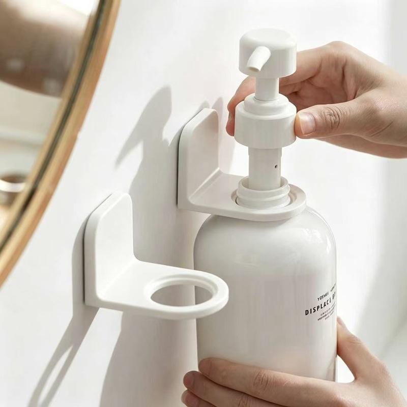 Wall-mounted Hand Sanitizer Holder Without Drilling - Bath Shampoo and Body Wash Storage Stand - Simple Plastic Hanging Rack