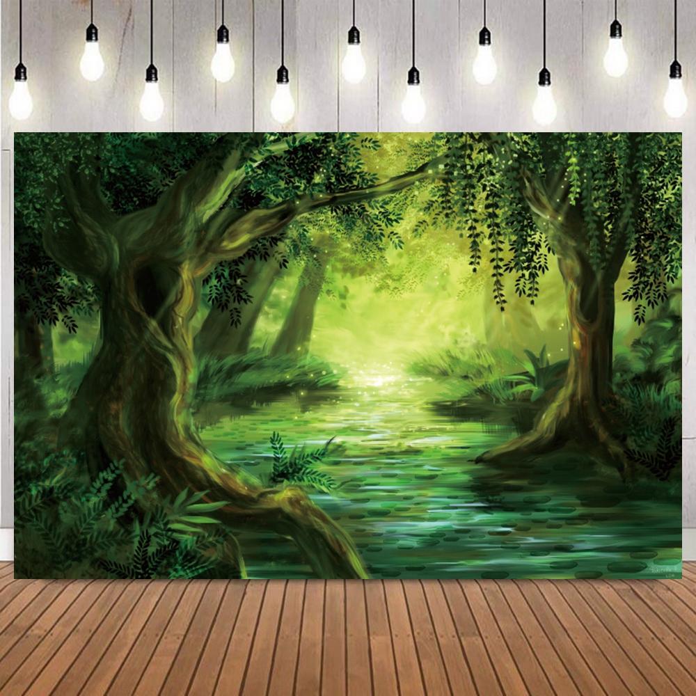 Dreamy Arch Forest Scene Photography Background Magical Mushroom House Fairy Path Home Decor Baby Shower Portrait Photo Backdrop10