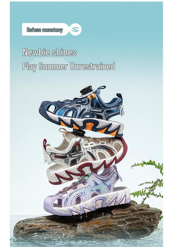 Happy Bear 25 Summer Children's Closed-Toe Beach Sports Sandals with Rotary Button for Boys