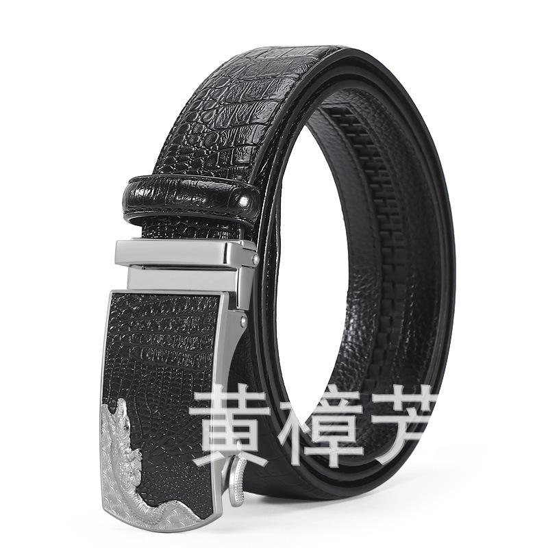 Crocodile Men'S Belt Business Automatic Buckle Belt Light Simple High-End Pure Cowhide Belt