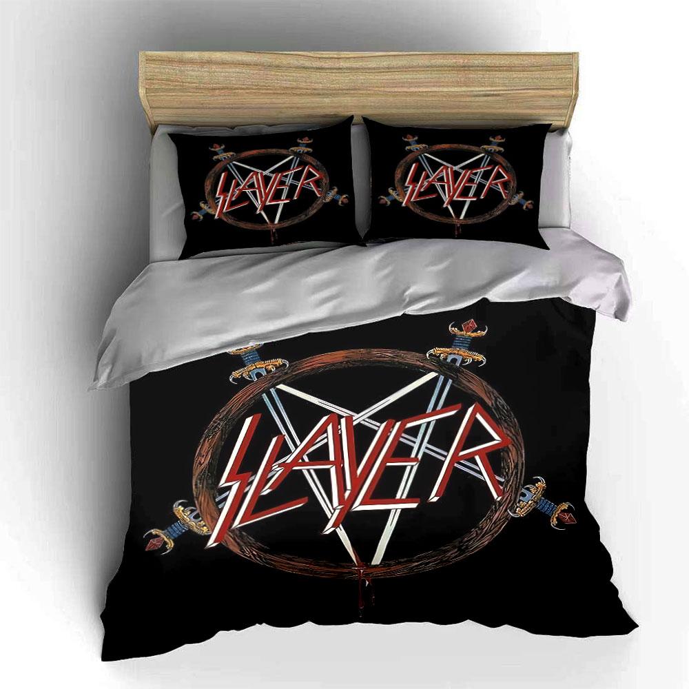 Slayer Logo with Swords Design Bedding Duvet Cover Set Duvet Cover Pillowcases  (1*Duvet Cover 2*Pillowcases, Without Duvet Insert)