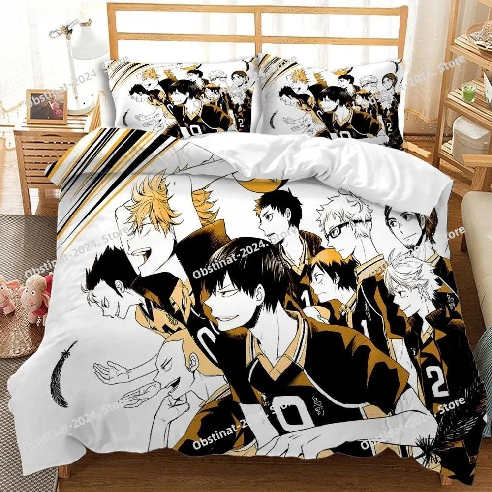 Haikyuu Bedding Set Volleyball Boys Print Bed Set With Pillowcase Bed Duvet Cover Soft Single Double Queen Super King Size
