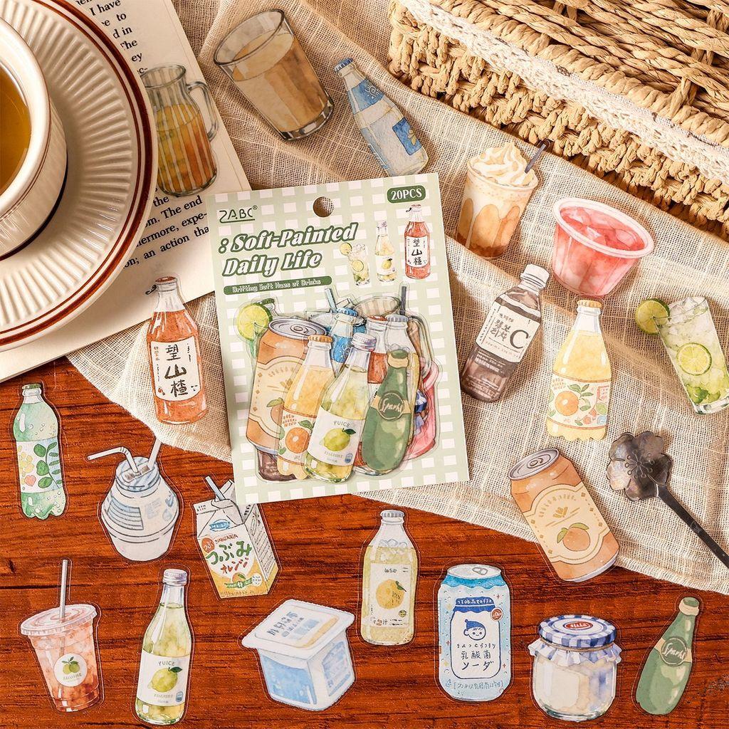 20pcs PET Stickers for Notebooks Phone Stickers Scrapbooking Supplies DIY Junk Journals Decor Stickers