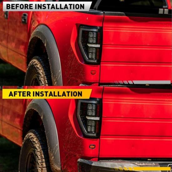 4X Amber + Red LED Side Marker Fender Lights For 2017- Ford F150 SVT Raptor