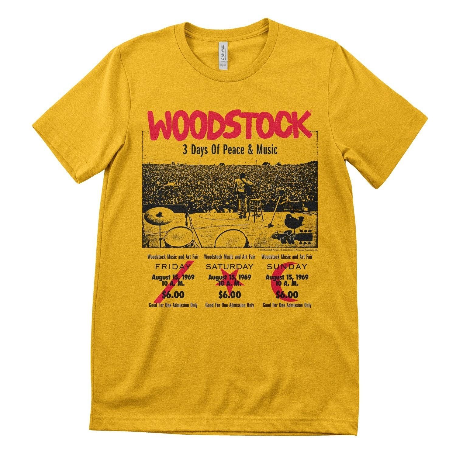 Officially Fired Woodstock Men s T-Shirt 3 Day Ticket- S