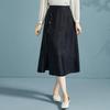 Neuer Chinesischer Stil Goldene Chrysantheme Seidenmischung Jacquard Schlitz Midi Rock