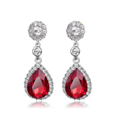 Bridal Glass Water Drop Diamond Korean Earrings