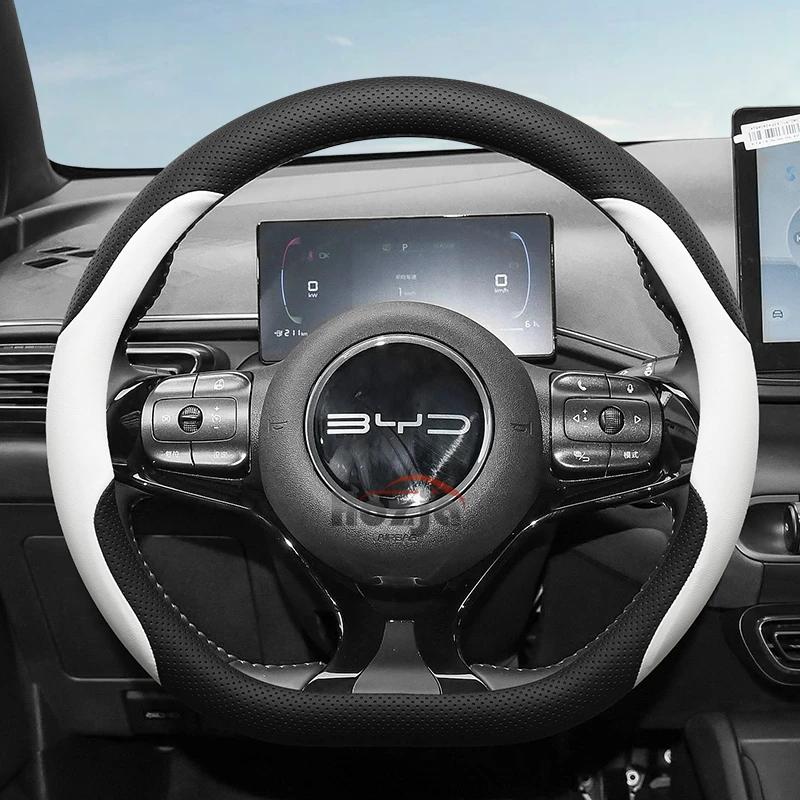 Leder Lenkradbezug für Auto für BYD Atto 3 Yuan Plus TANG Song plus 2022 2023 2024 2025 Kein Nähen von Hand erforderlich Zubehör