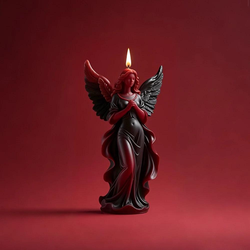 3d Gothic Style Wing Angel Relief Pillar Candle Silicone Mold Diy Skirt Goddess Resin Mould Gypsum Clay Making Tool Home Decor