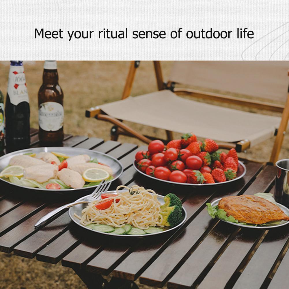 Stainless Steel Plates Camping Plates Reusable Dinner Plates Portable Metal Dinner Dishes Great for Picnic Outdoor Camping BBQ