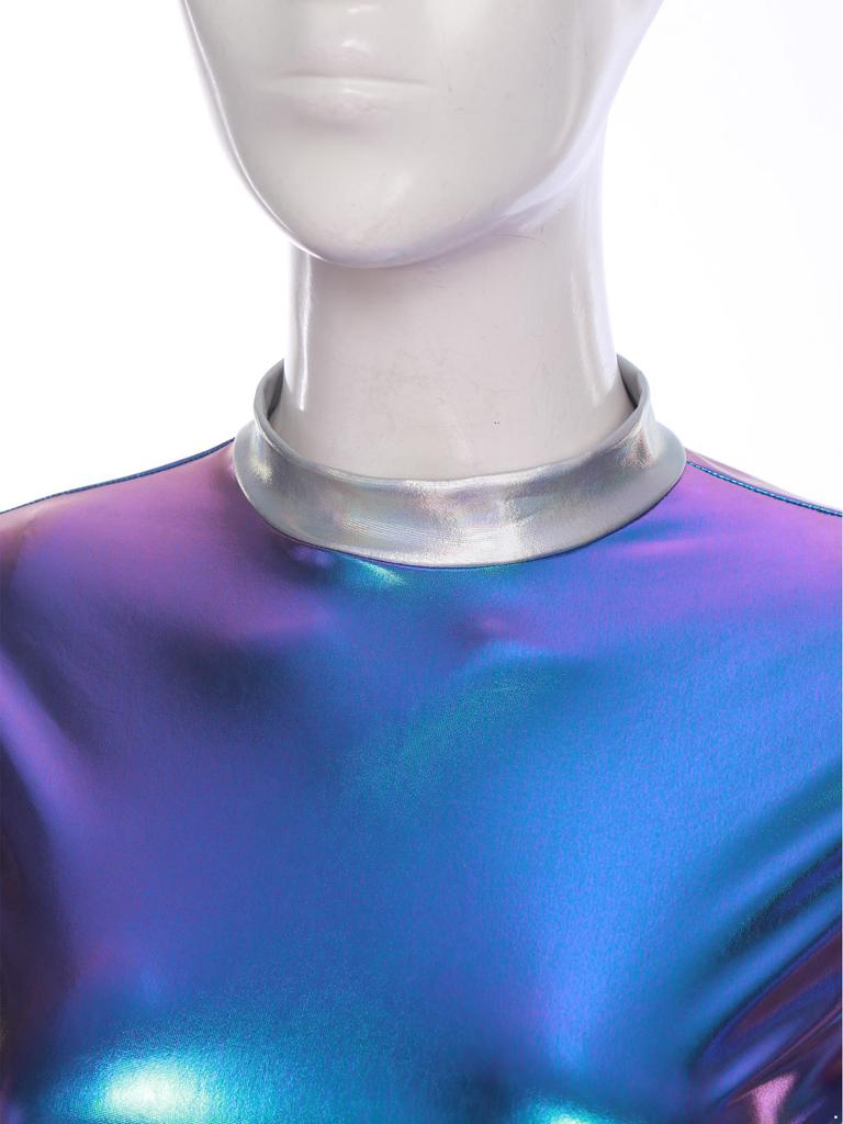 Women's Halloween Space Cadet Costume Long Sleeves Jumpsuit Dance Unitard for Rave Party