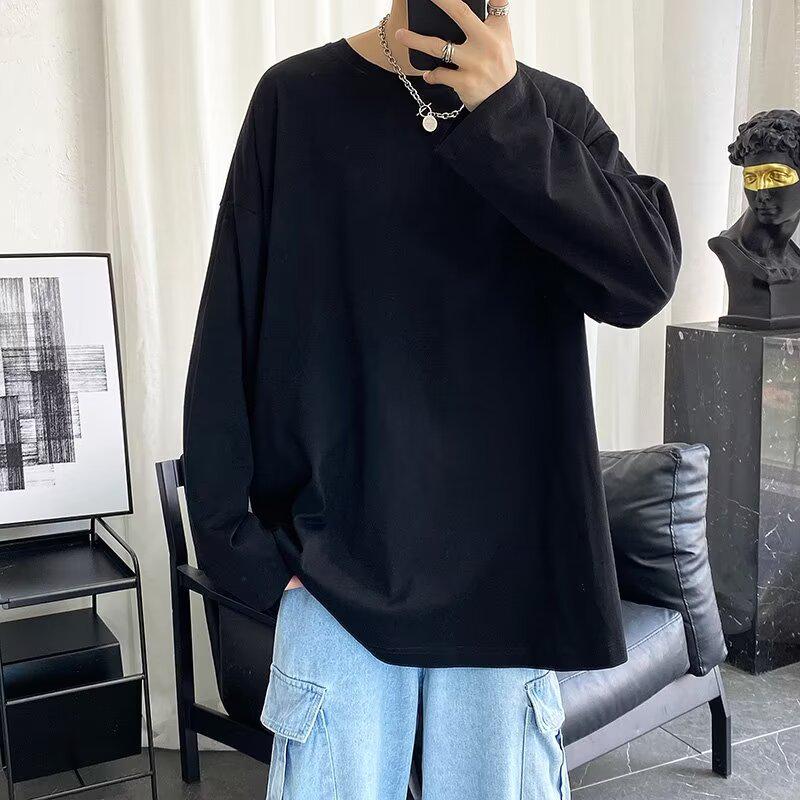 

Men s Round Neck Smiley Face Hoodie - Spring/Autumn Trendy Korean Style Long Sleeve Base Layer Pullover L