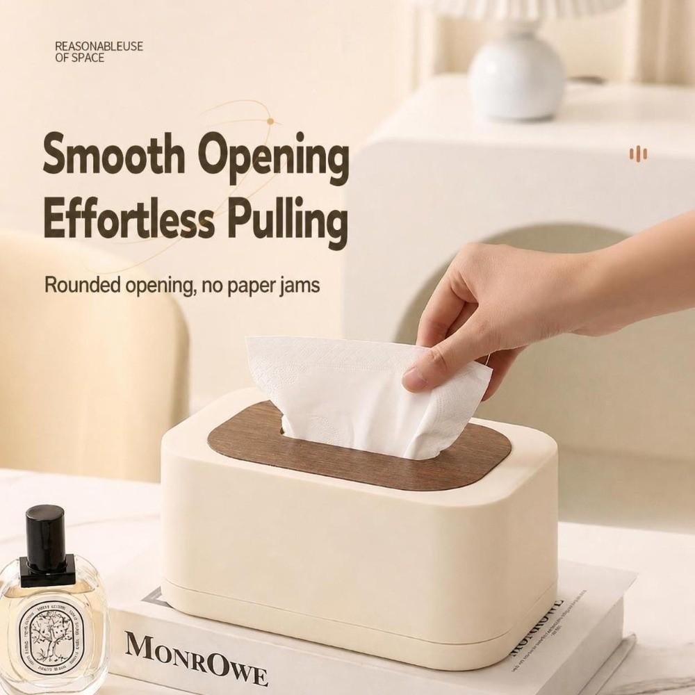 Space-saving Tissue Dispenser Large Opening Square Tissue Box Tissue Box With Lid  Household Use