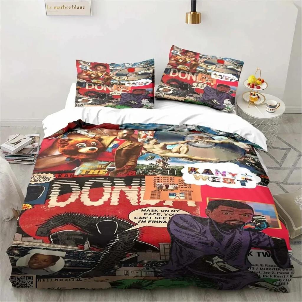 Comforter 3D Print Kanye West Rapper Art Cartoon Bedding Set Bedroom Soft Modern S Comefortable Quilt