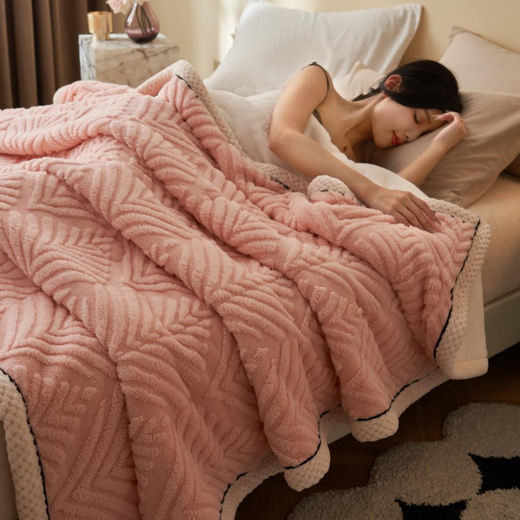 Heavyweight Coral Fleece Blanket Double Layer Plush Autumn Winter Warm Bed Blankets Fashion Striped Taffeta Plaid for Sofa Naps