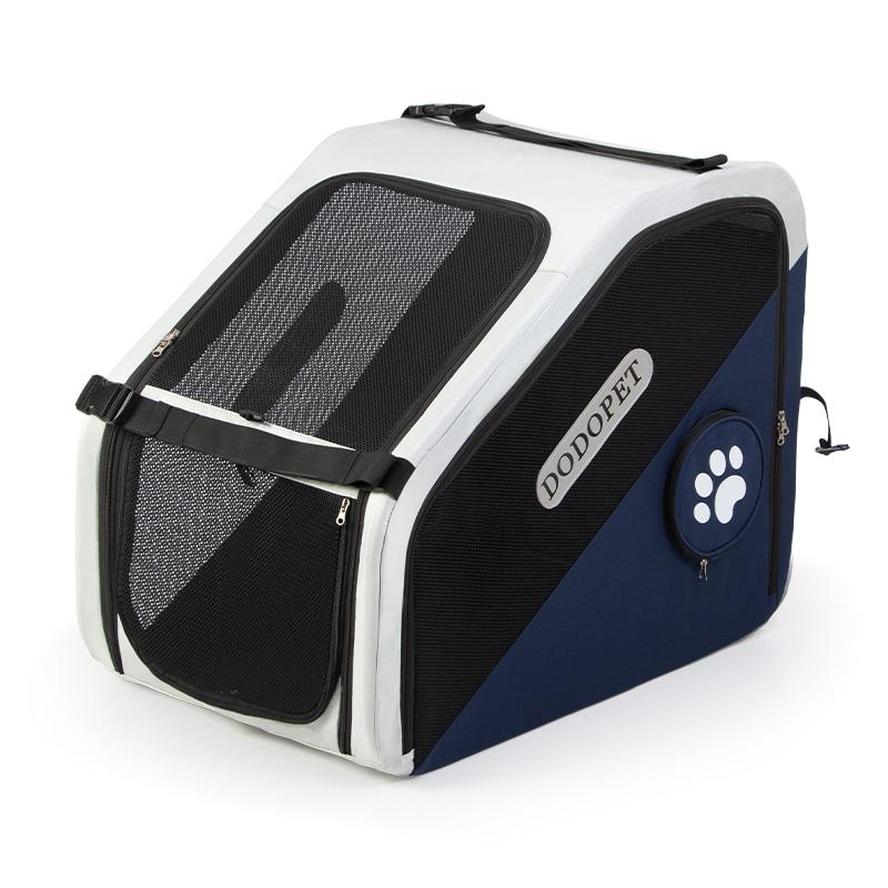 

Foldable Car Pet Carrier Crash-Proof Travel Crate for Cats & Dogs Portable Backseat Kennel with Ventilation SUV Trunk Safe House 45x68x55.5cm серый