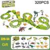 Dinosaur Themed Plastic Racing Track Set Bend Flexible Race Track with Electronic Car Educational Toys for Children