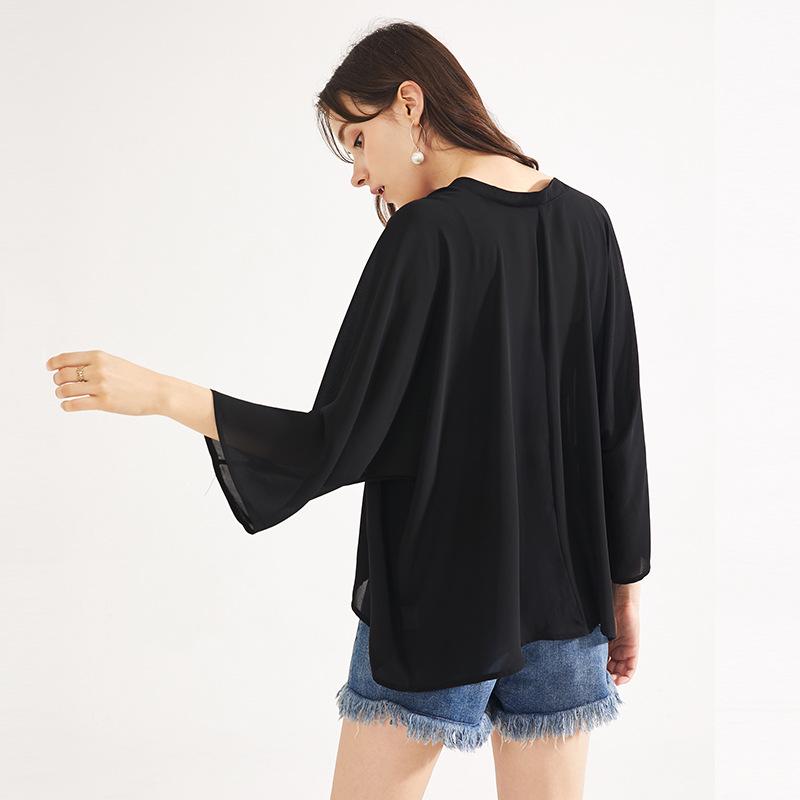 Women's White Summer Chiffon Cardigan - Lightweight, Stylish Sunscreen Top