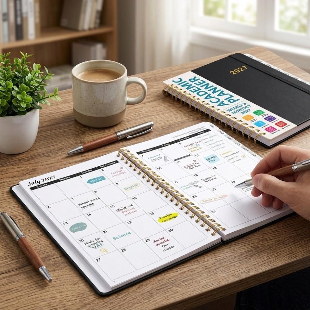 A5 A5 Size Yearly Planner Coil Binding Coil Notebook Weekly Monthly Agenda Business Planning