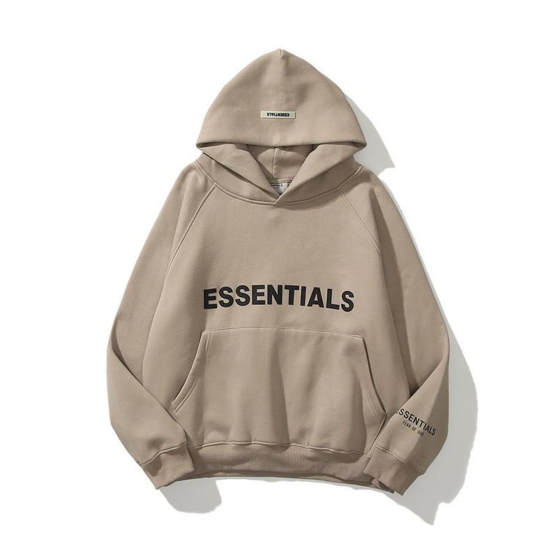 Essentials Streetwear Oversized Hoodie Couples - Reflective 3D Letter Print Lightweight Cotton Unisex Loose Fit