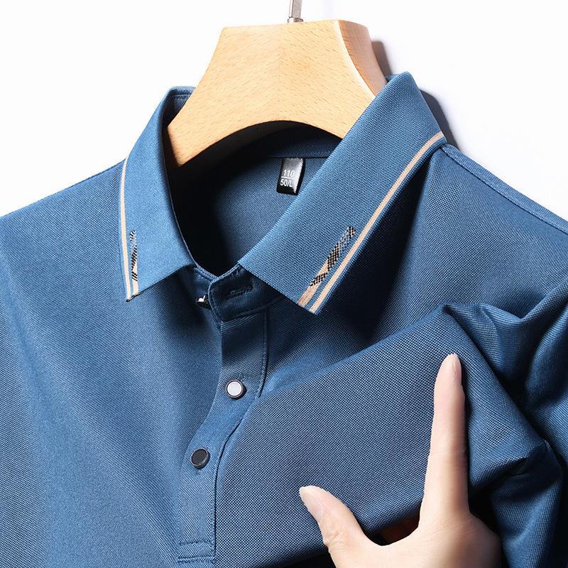 Polo Shirt Men'S Short Sleeve T-Shirt Thin Ice Silk Lapel Business Casual Top