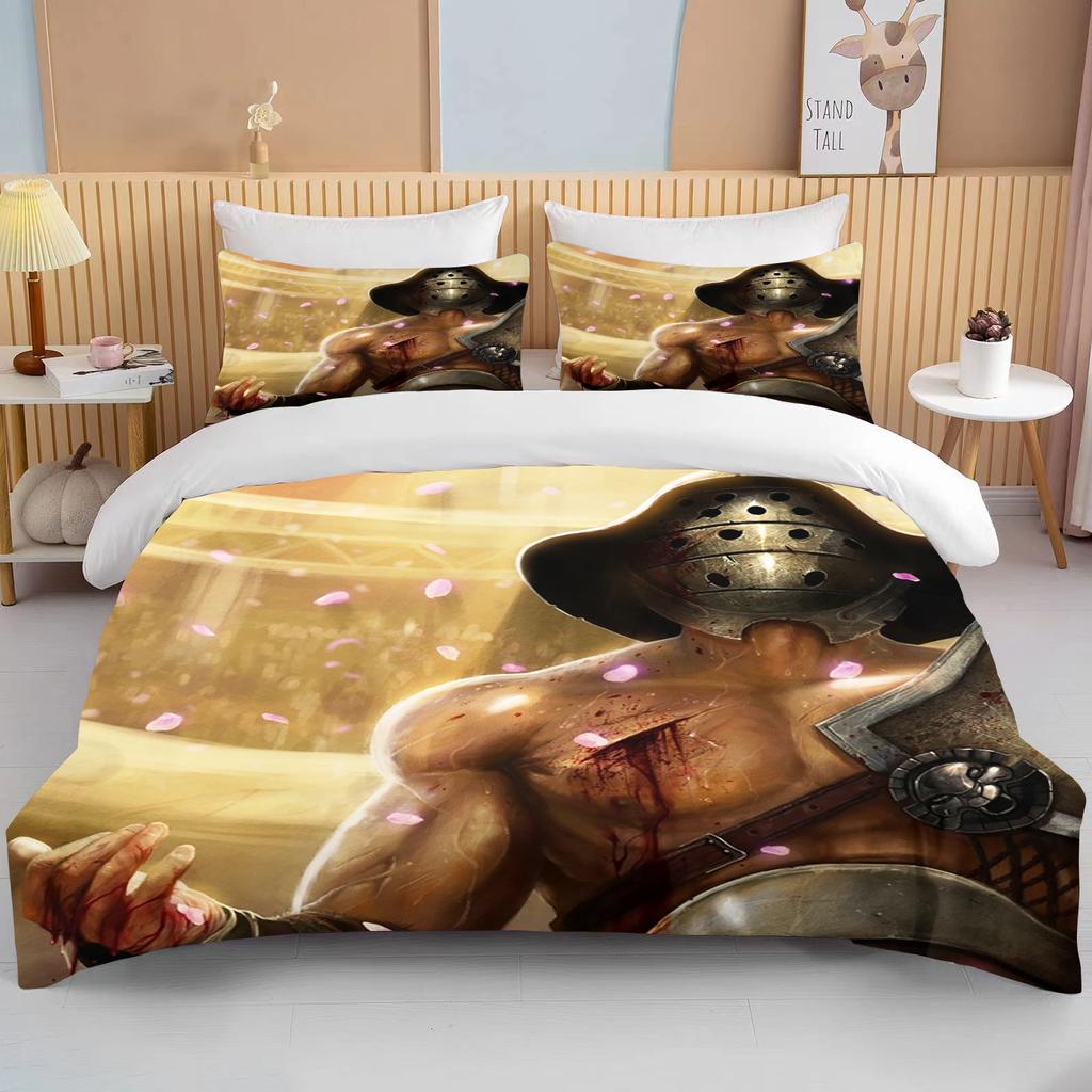 10 Sizes Cartoon Roman Gladiator Bedding Set Colorful Home Textile Duvet Covers Pillowcases Bedclothes Kids Gift Bedding Set