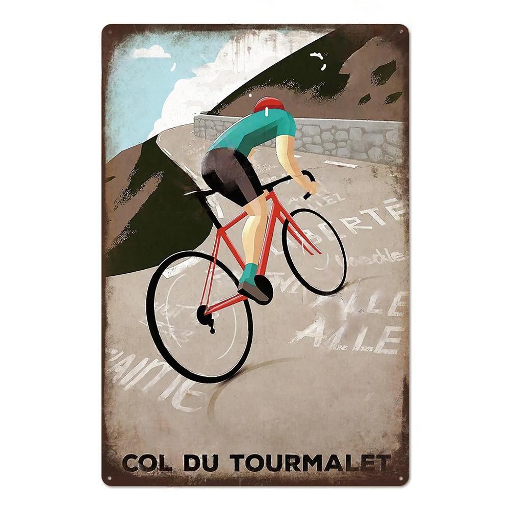 Vintage Bicycle Race Posters Decor Metal Tin Signs Plaque Retro Metal Poster Wall Decorative for Garage Man Cave
