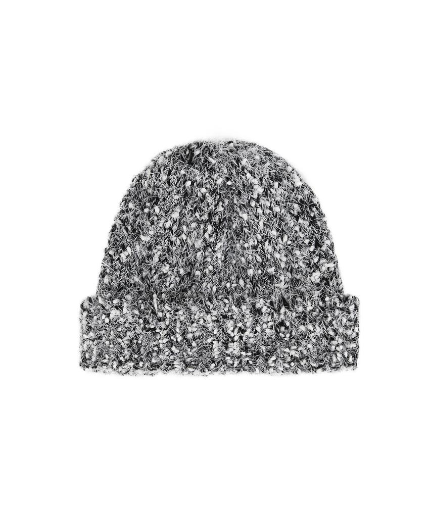 Bajal Va Brooch Heathered Knit Beanie Black