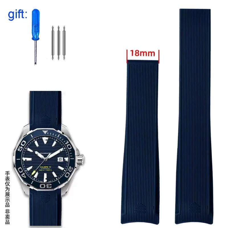 Rubber Silicone Watch Strap Waterproof Bracelet Watchbands for TAG HEUER AQUARACER 300 WAY201B Series Watchchain 22mm