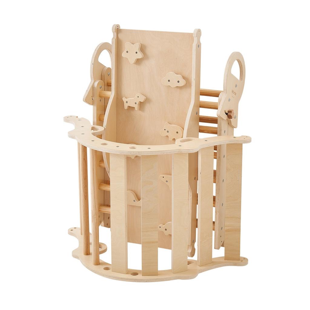 Pikler Triangle Set, 9-in-1 Toddler Climbing Toys Indoor, with 2 Wooden Cars, Cushion, Triangle, Arch, and Ramp, 68 kg Load, Foldable Montessori