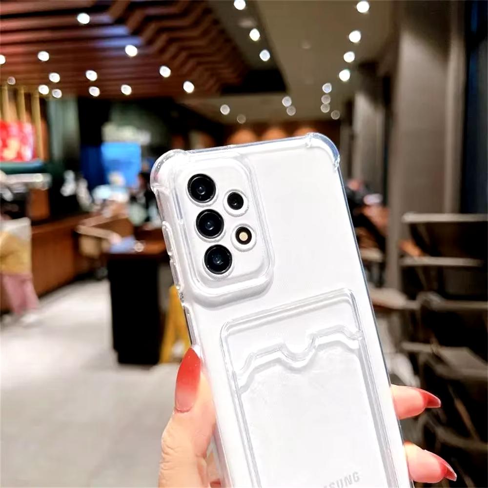 Card Holder Bag Transparent Case For Samsung A56 A36 A26 A16 A17 A07 A35 A55 5G A54 A53 A25 A71 A73 S26 Edge S25 Ultra S24 Cover
