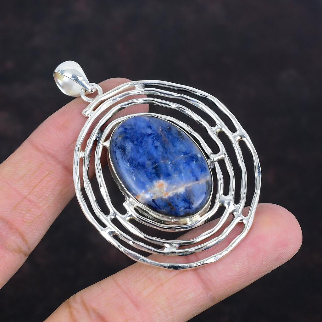Sodalite Gemstone Pendant Handmade Jewelry 925 Sterling Silver Pendant Top Quality Sodalite Jewelry Anniversary Gifts Latest Design Pendant
