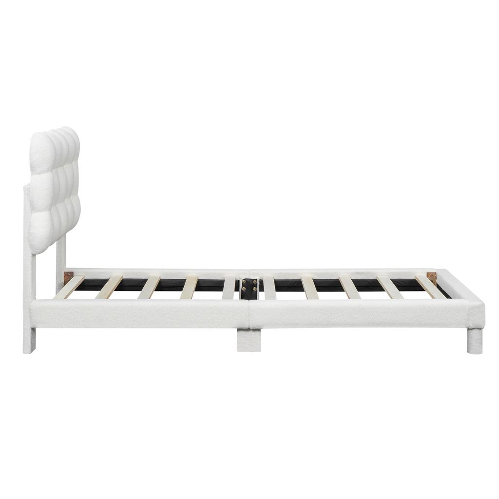 Upholstered Bed Children's Bed 90x200cm, Headboard & Slatted Frame, MDF & Linen, Adjustable Headboard, Adult/Youth, Without Mattress