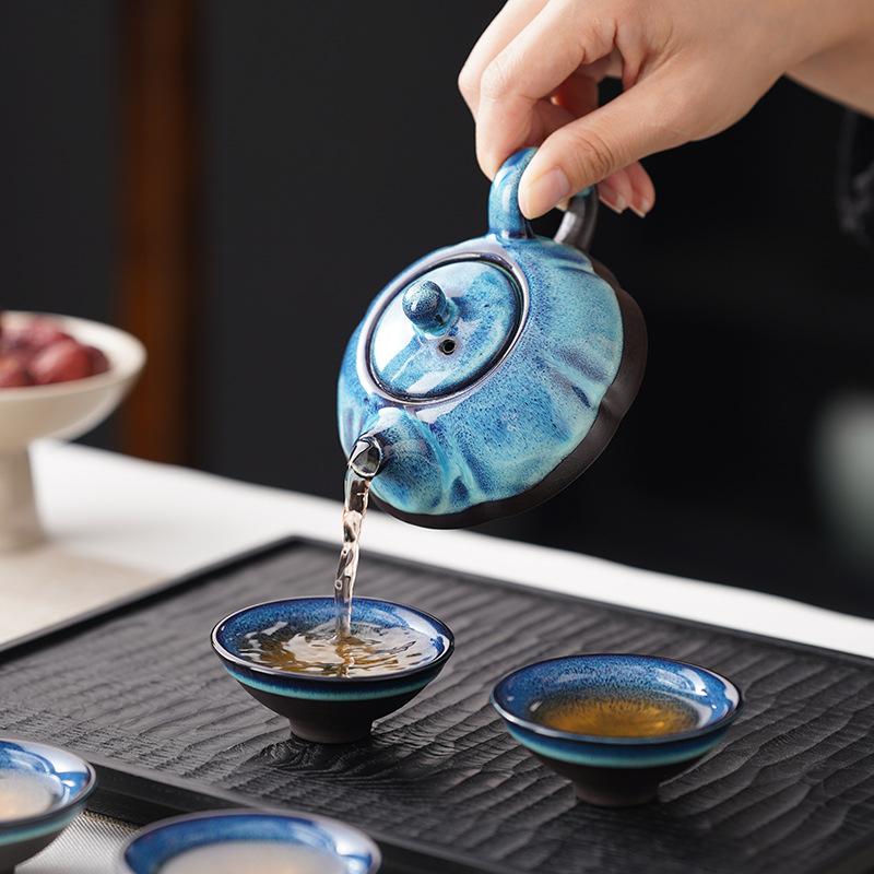 Kiln Change Jianzhan Travel Tea Set Ceramic One Pot Two Cups Bubble Teapot Teacup Outdoor Camping Equipment Business Gift