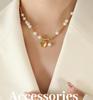 Handmade Heart Pendant Necklace with Faux Pearl & Gold-Plated Titanium Steel for Women's Fashion