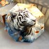 1 PC Automatic Folding Umbrella - White Tiger with Falling Leaves Pattern, Portable & Foldable Design with 8 Ribs, Christmas Birthday Gifts