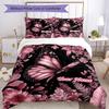 3PC Custom Name Pink Butterfly Garden Bedding Set Duvet Cover Closure Includes 1 Duvet Cover & 2 Pillowcases for Bedroom